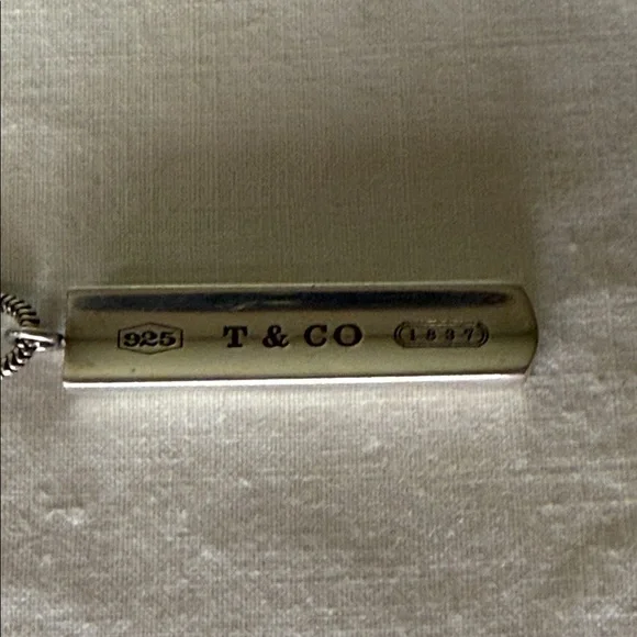 Tiffany & Co. 1837 Bar Pendant Necklace – Sterling Silver, 18" Snake Chain - Picture 4 of 6